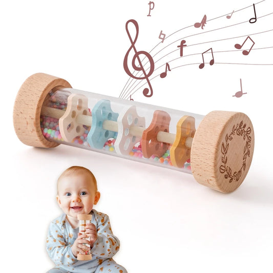 Montessori Baby Rain Stick Rainbow Hourglass Rain Music