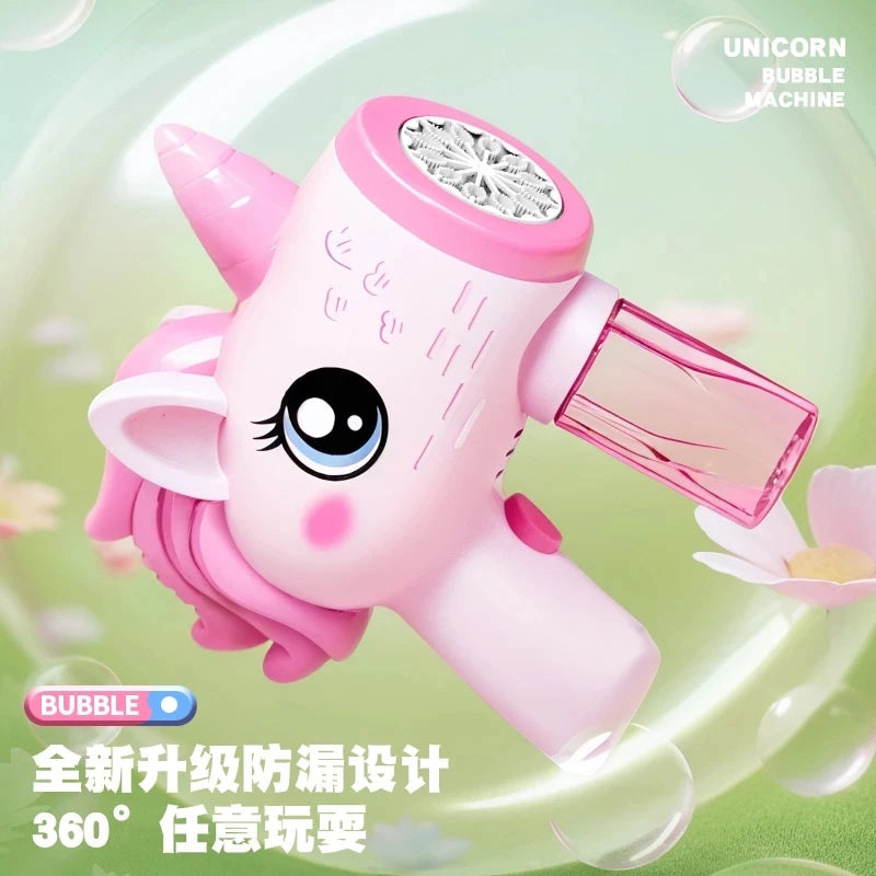 Unicorn electric bubble gun, toy bubble machine