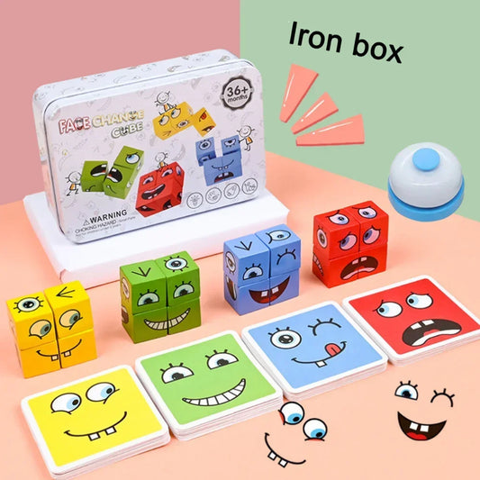 Cube Face Changing Building Blocks Board Game Wood