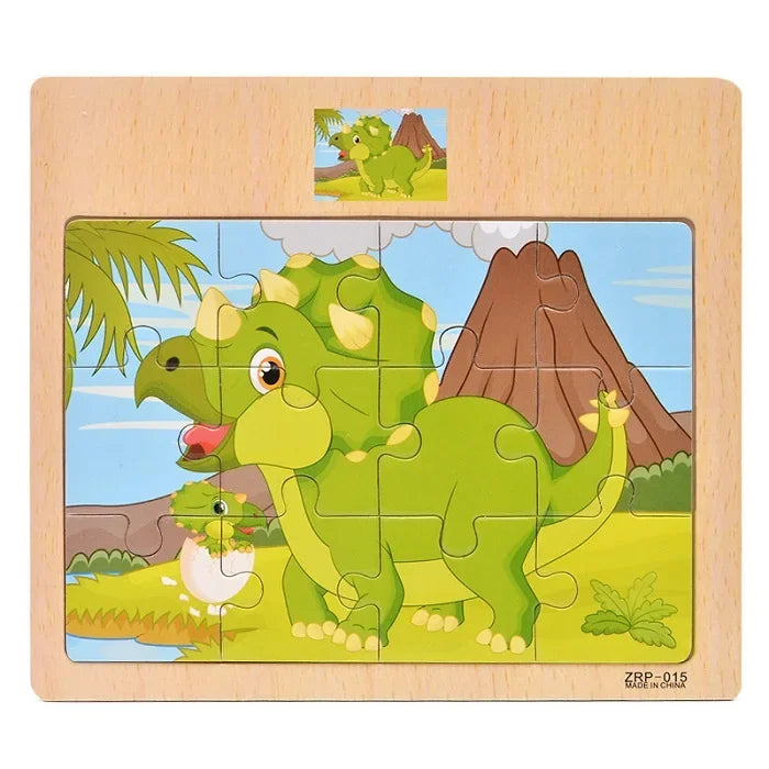 Wooden Jigsaw Puzzle Kids Cartoon Animals Traffic Car