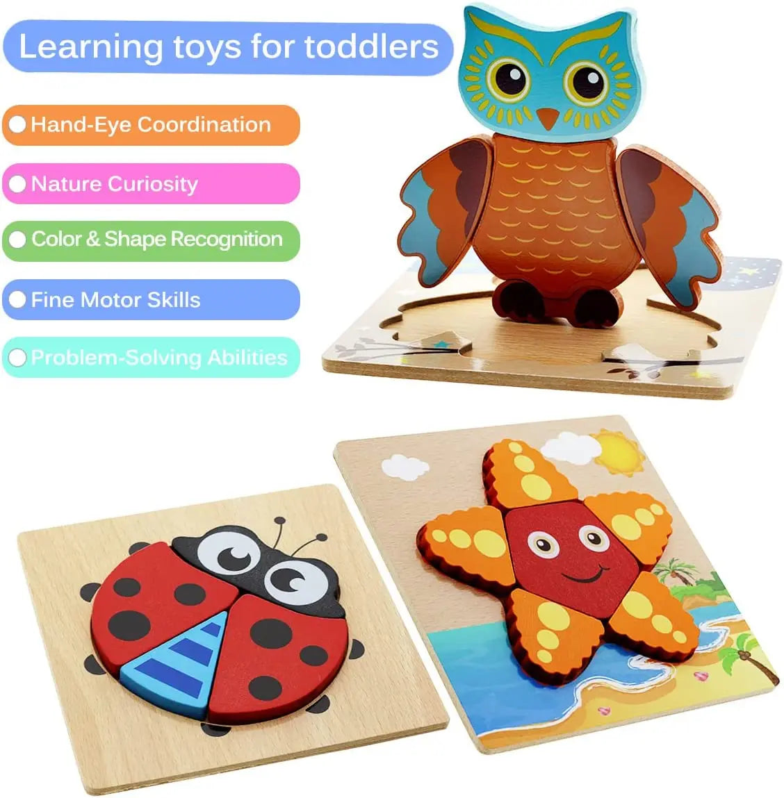 Montessorri Wooden Toy 3D Puzzle Cartoon Animals