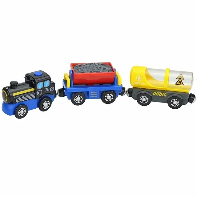 Wooden Locomotive Magnetic Electric Car Train Toys