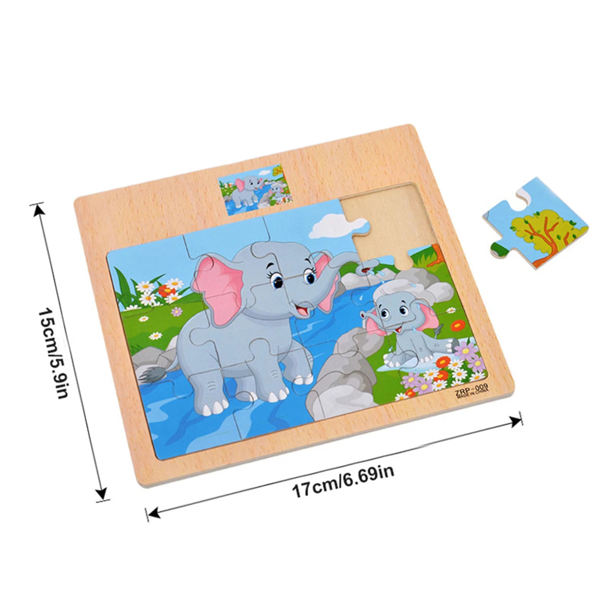 Wooden Jigsaw Puzzle Kids Cartoon Animals Traffic Car