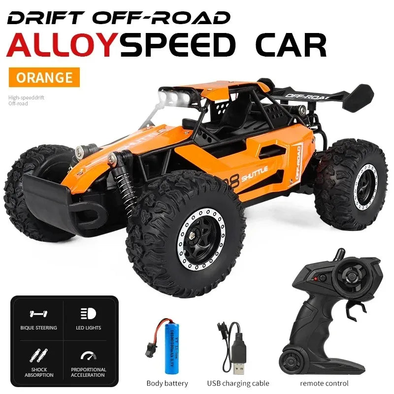 New RC Car 1:16 2WD with LED Light 2.4G 20KM/H High Speed Off-Road Climbing Remote Control