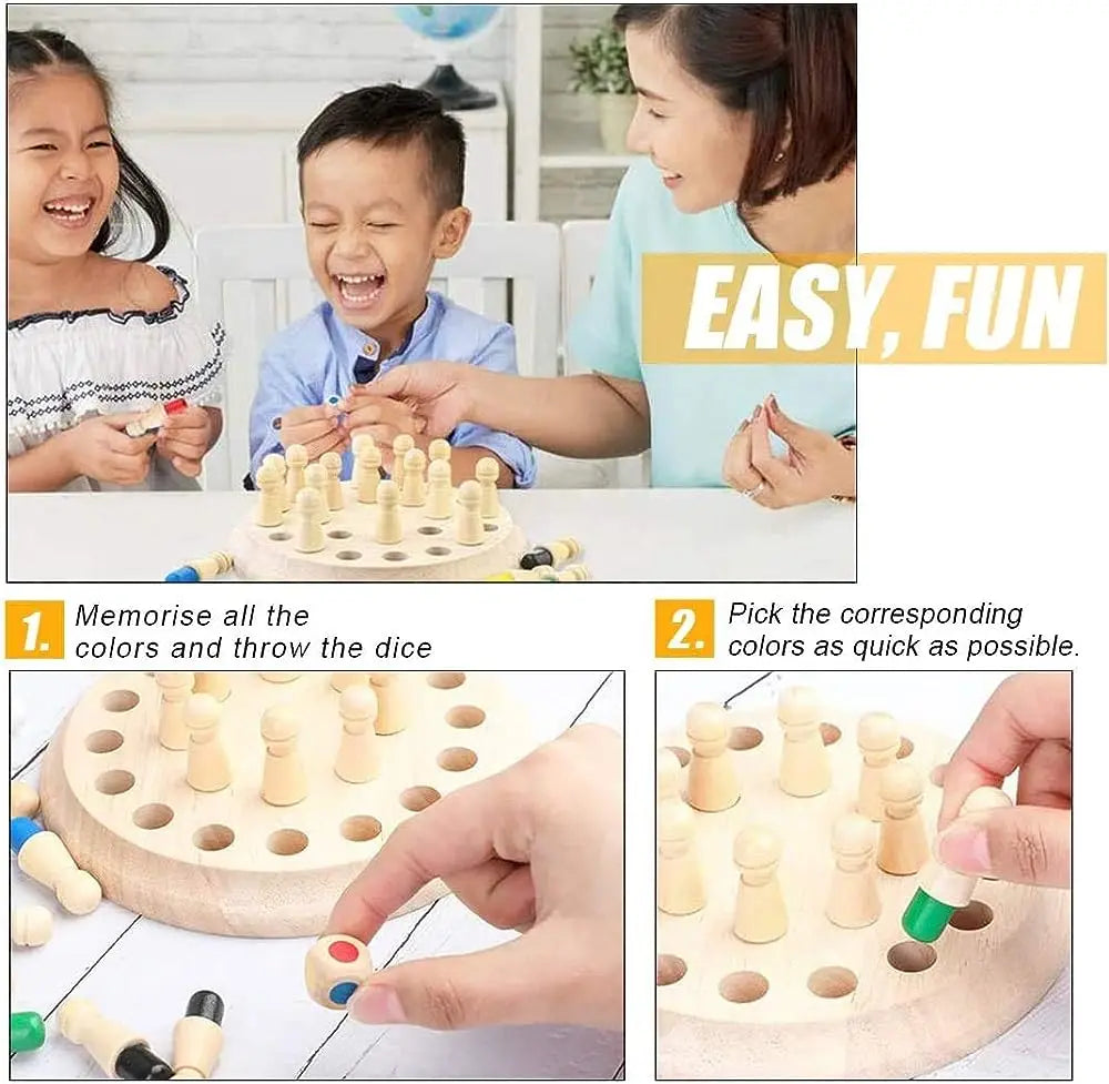 Wooden Memory Match Stick Chess Color Game Board