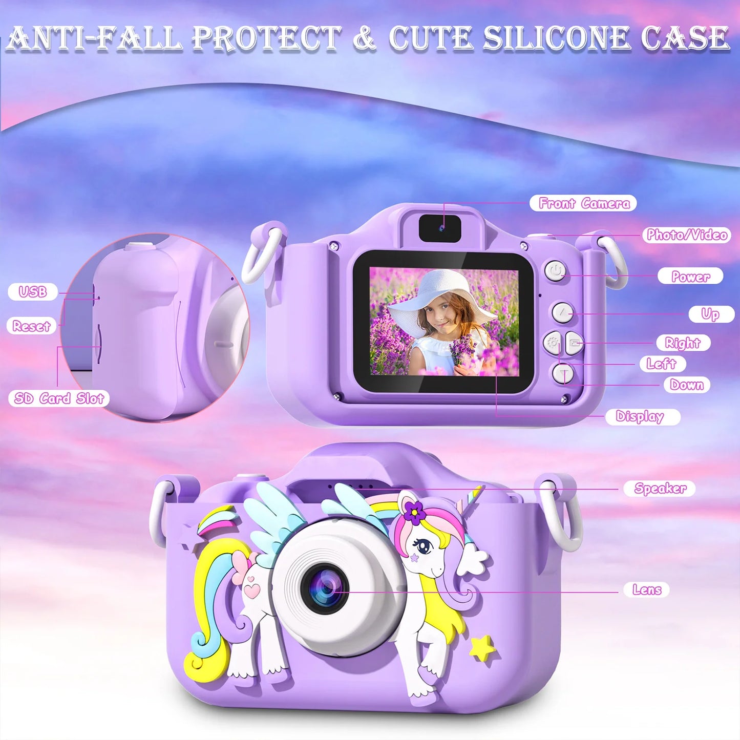 Kids Mini Camera Cartoon Unicorn Toys for Girls