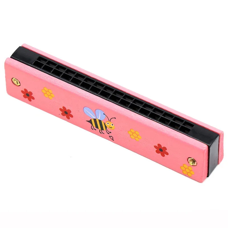 Wooden Harmonica Cartoon Animals Painted with 16 Holes