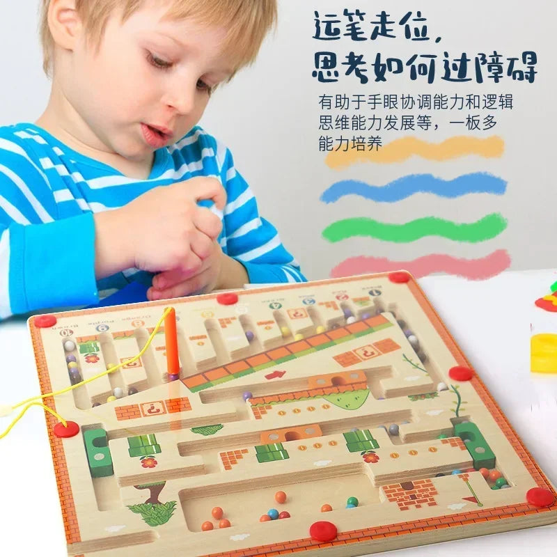 Wooden Magnetic Color and Number Maze