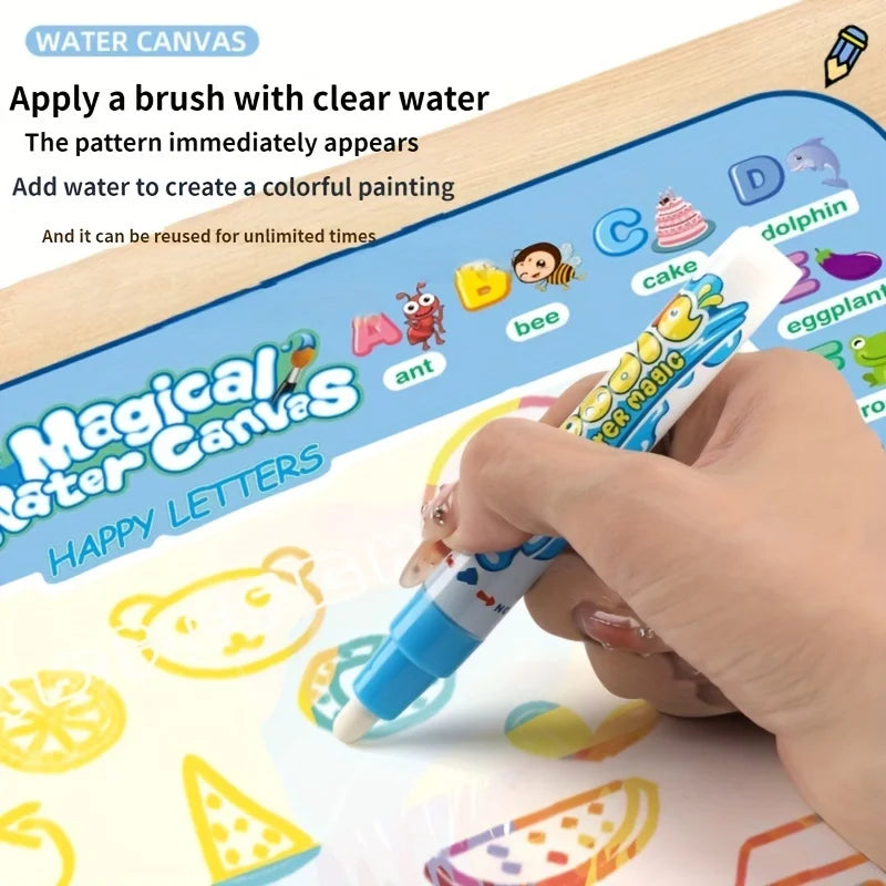 Magic Water Drawing Mat Coloring Doodle With Reusable Magic Pens (100x80CM)