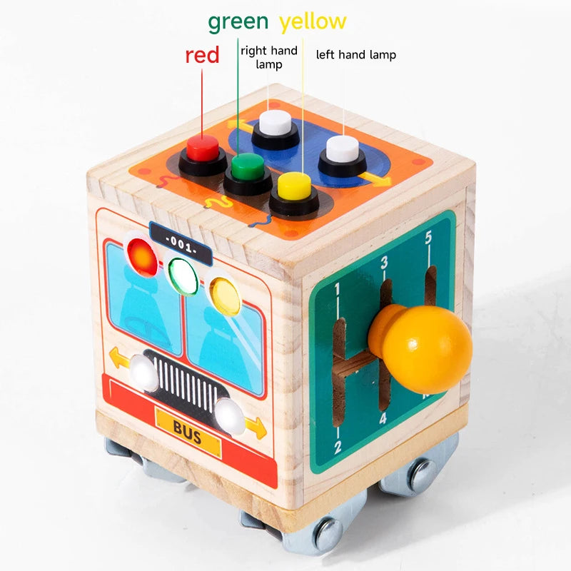 Montessori Cube Toy Wooden Ball Tool Car