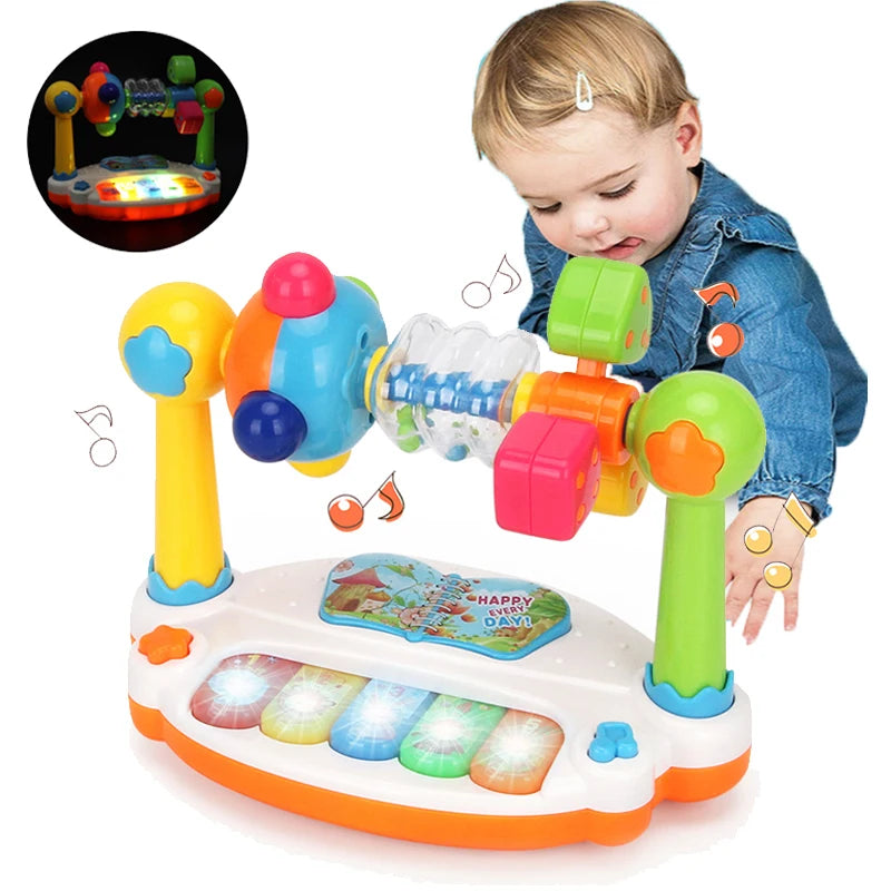 Baby Montessori Piano Toys Kids Rotating Music Keyboard