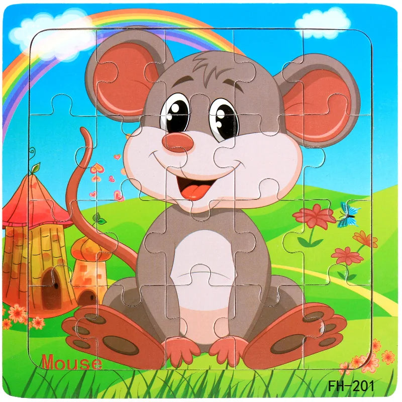 Wooden 3d Puzzle Cartoon Animal Vehicle Jigsaw