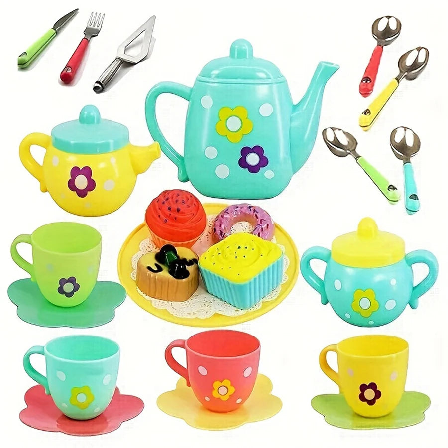 Tea Set For Little Girls, Tea Party Set, Tea Set Including Kettle, Cookies, Kids Play Food