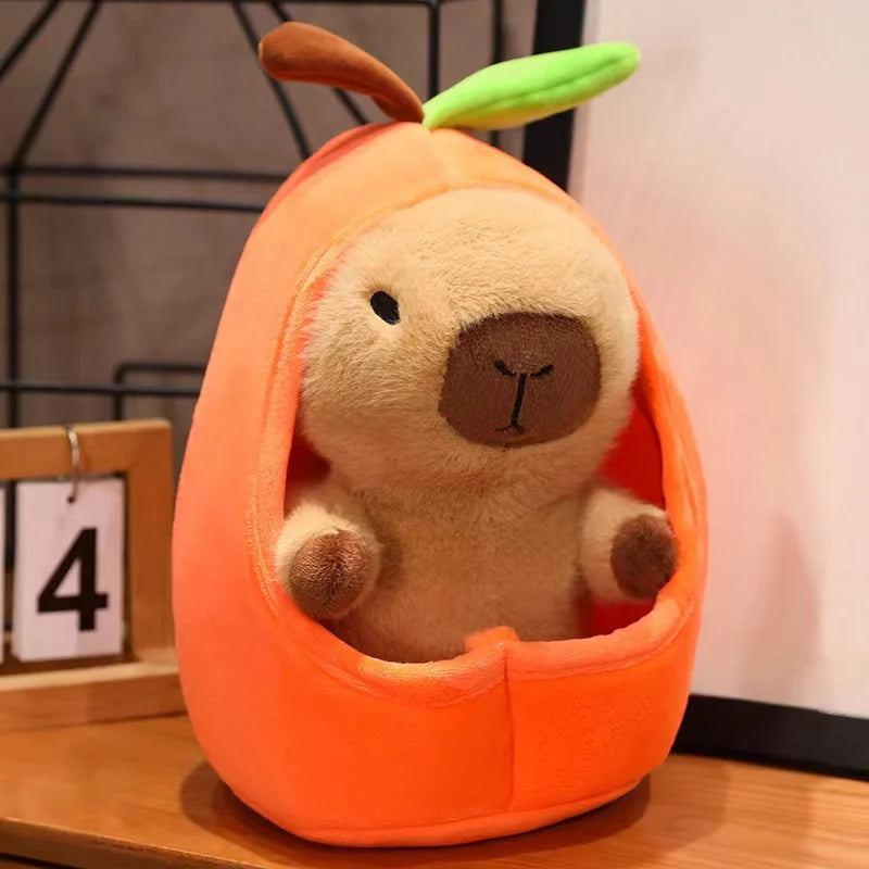 Capybara plush toys living in the fruit hut