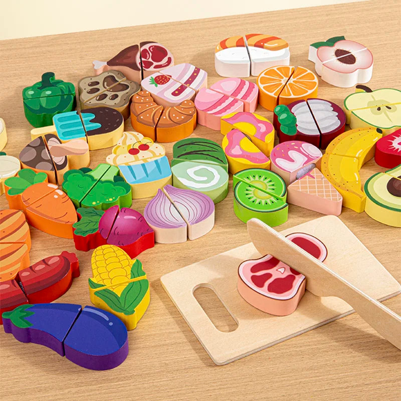 Simulation Kitchen Pretend Toy Wooden Vegetable Food Set