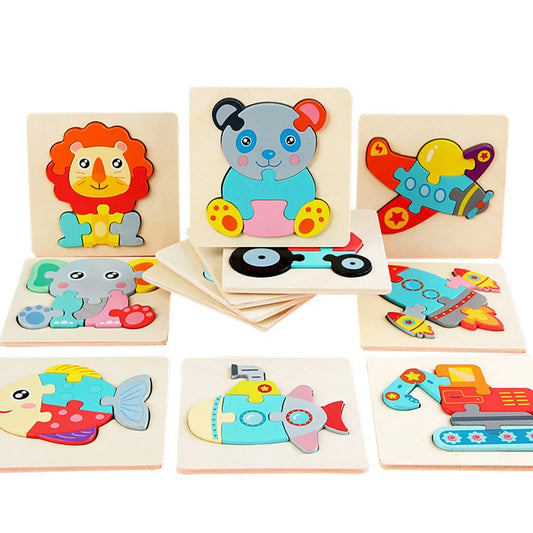 Kids Colorful 3D Puzzles Montessori Games Wood