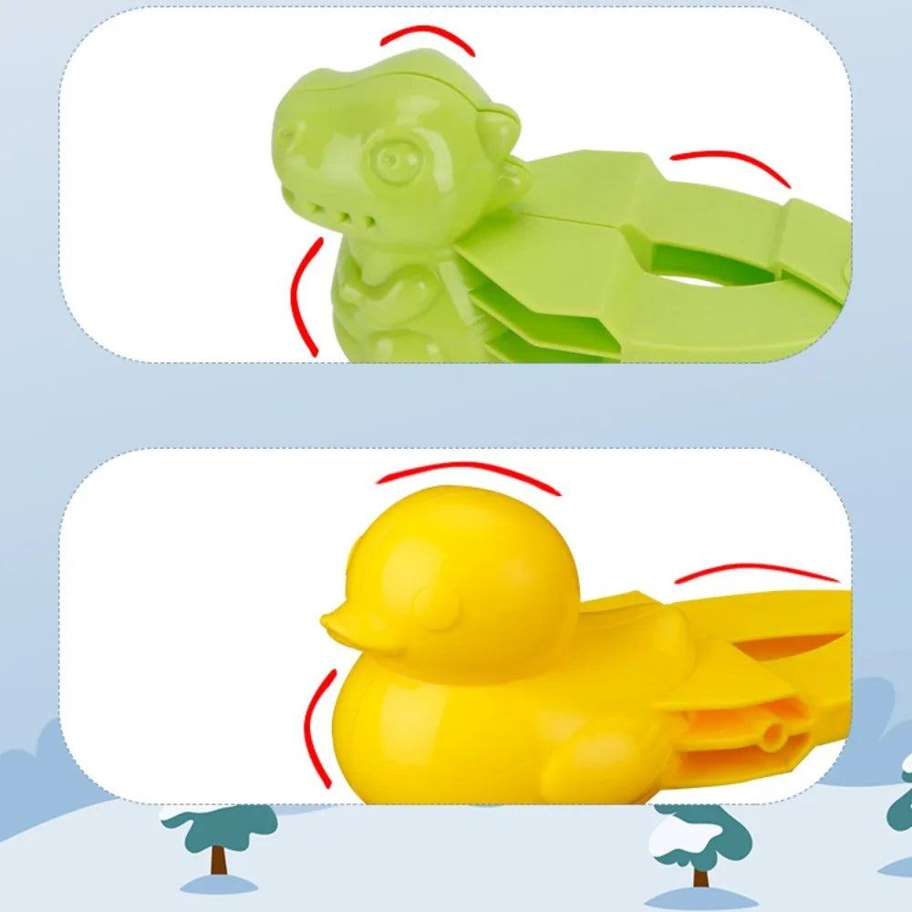 Dinosaur Duck Shape Snow Sand Clip Mold Snow Toys Snowball Maker Winter Cartoon Snow Mold Tongs Sport Toy for Kid Snowball Fight