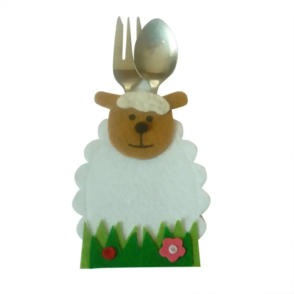 Easter Knife Fork Bags Non-woven Cartoon Sheep