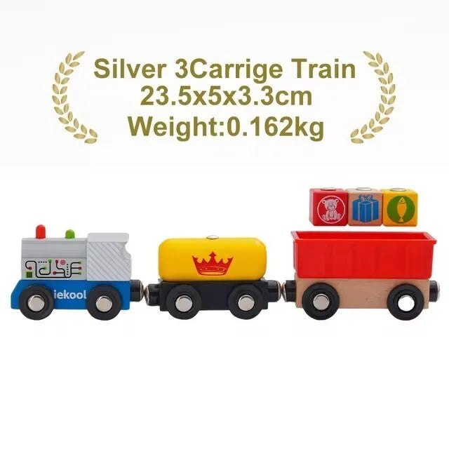 Wooden Magnetic Train Car Locomotive Ambulance Fire Truck Wood Railway Accessories