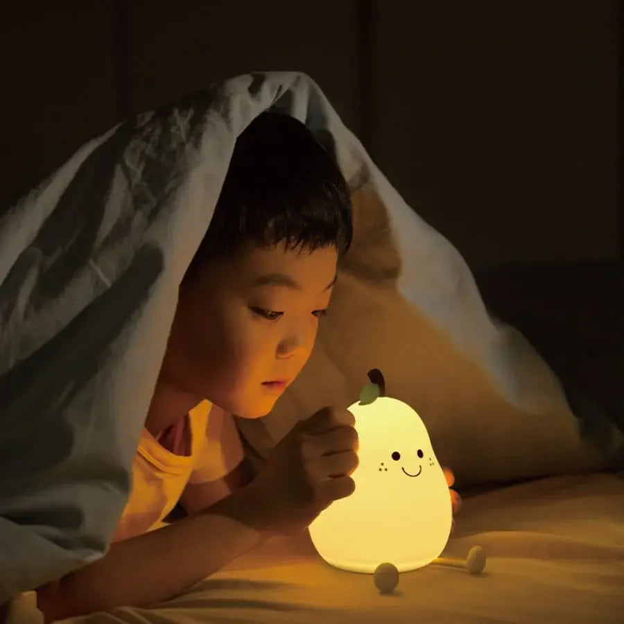 Led Cute Pear Night Light Dimmable Nursery Pear Silicone