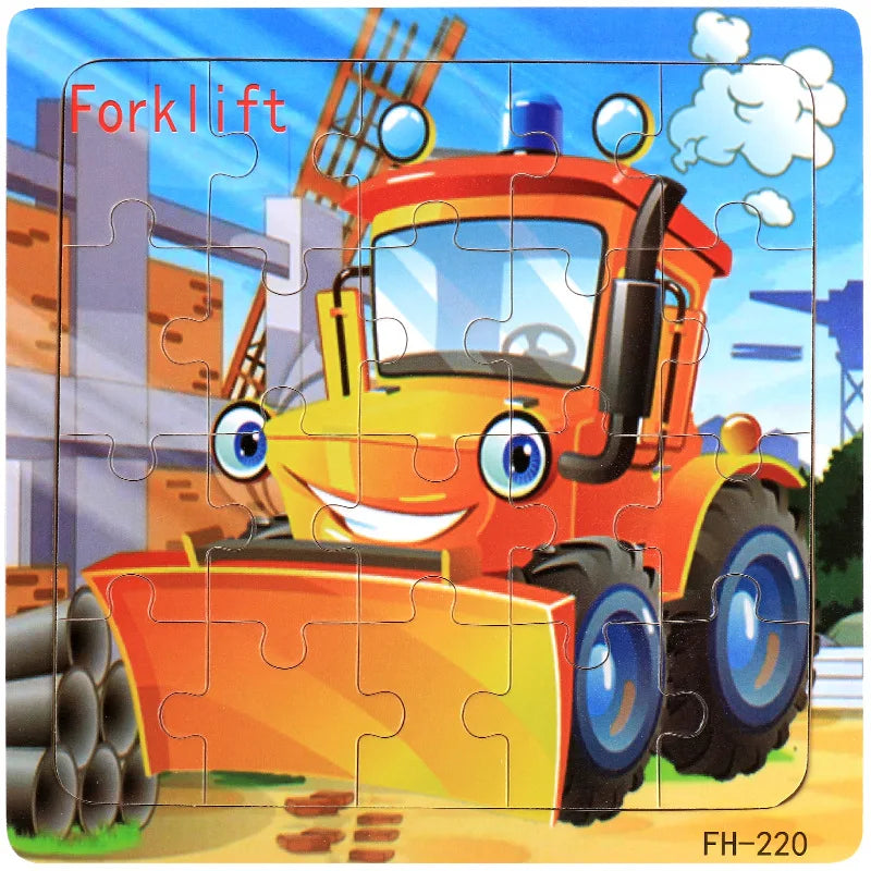 Wooden 3d Puzzle Cartoon Animal Vehicle Jigsaw