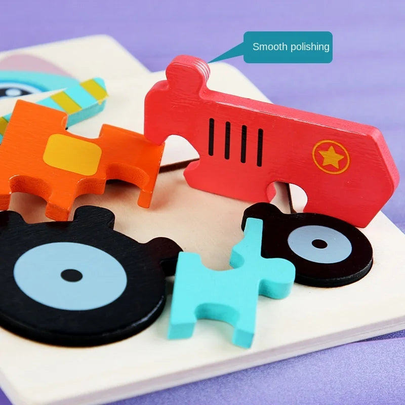 Kids Colorful 3D Puzzles Montessori Games Wood