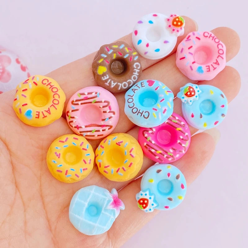 Cute Mini Lovely Doughnut Bread Flat Back Resin