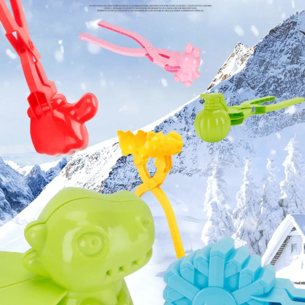 Dinosaur Duck Shape Snow Sand Clip Mold Snow Toys Snowball Maker Winter Cartoon Snow Mold Tongs Sport Toy for Kid Snowball Fight