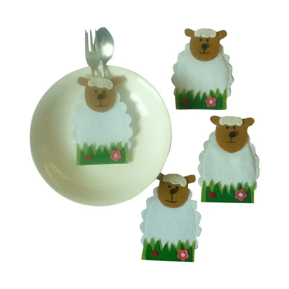 Easter Knife Fork Bags Non-woven Cartoon Sheep