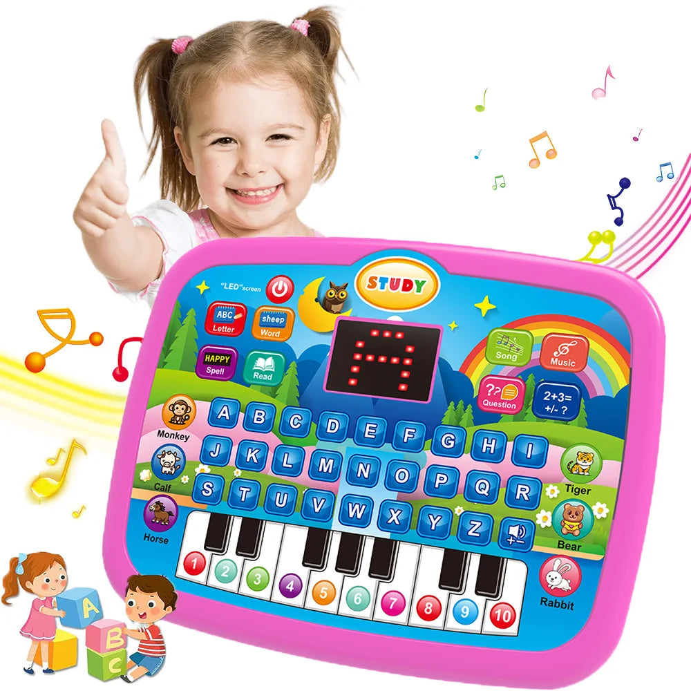 Kids’ Education Tablet Toy, Age 3+ Literacy Math Music Learning, Doubles as Electronic Keyboard, Birthday Christmas Gift