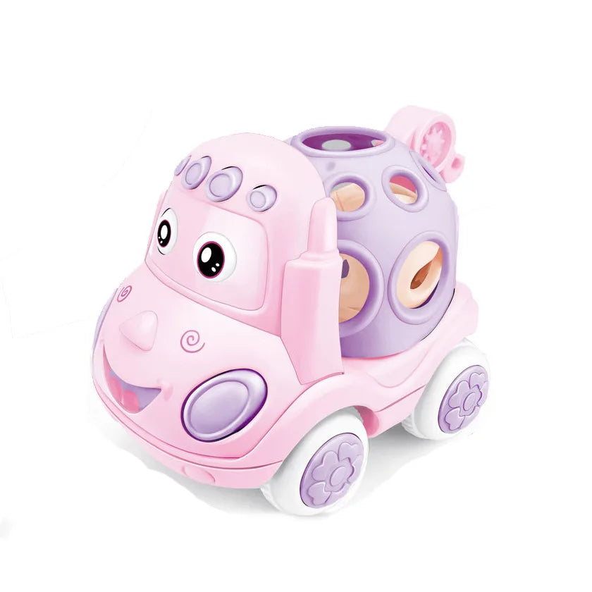 Baby Car Toys for 1 Year Old Girl Boy Pink Rattle Push Cars