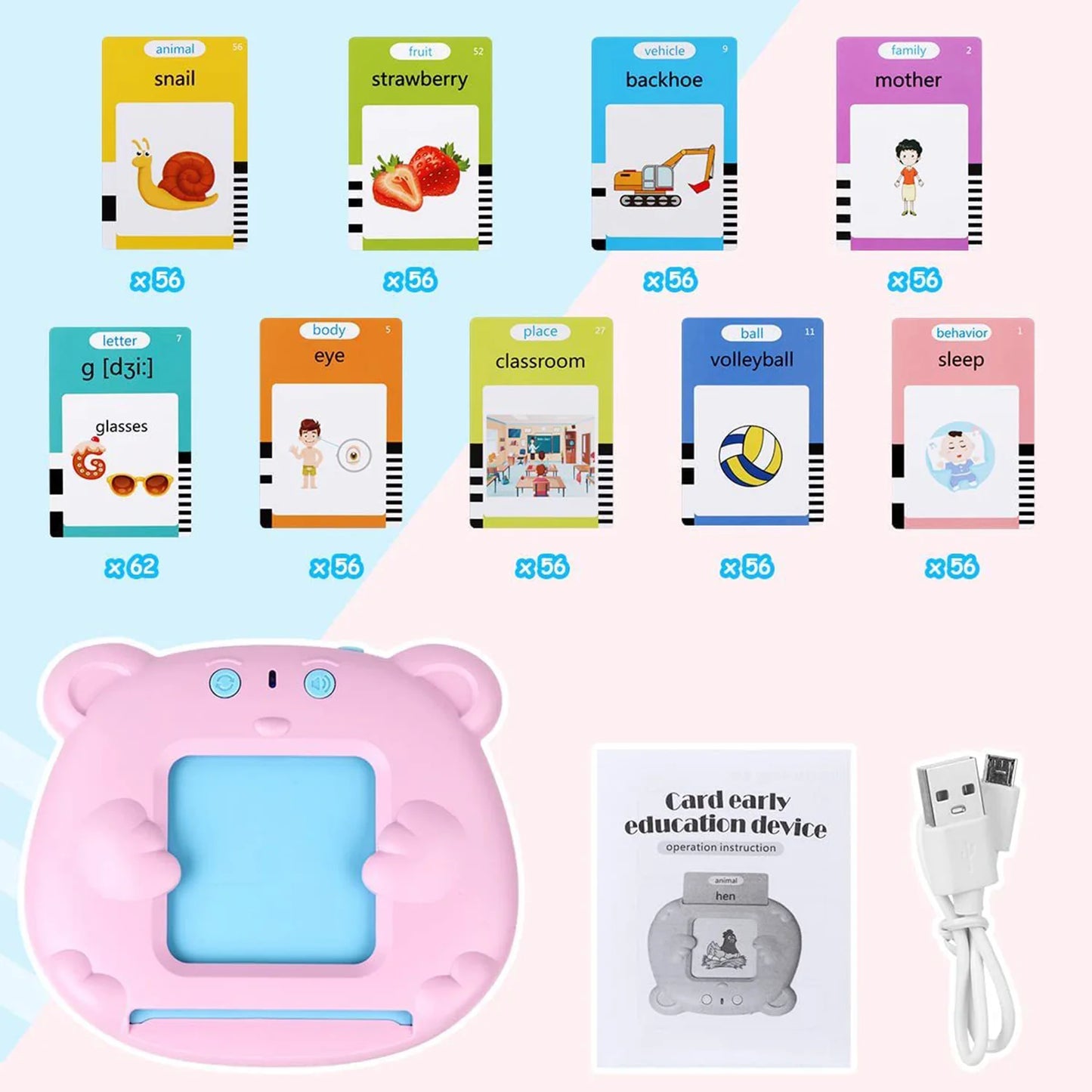 Early education card machine, children's puzzle flash card, English card insertion machine, audio learning