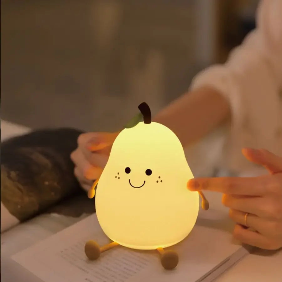 Led Cute Pear Night Light Dimmable Nursery Pear Silicone