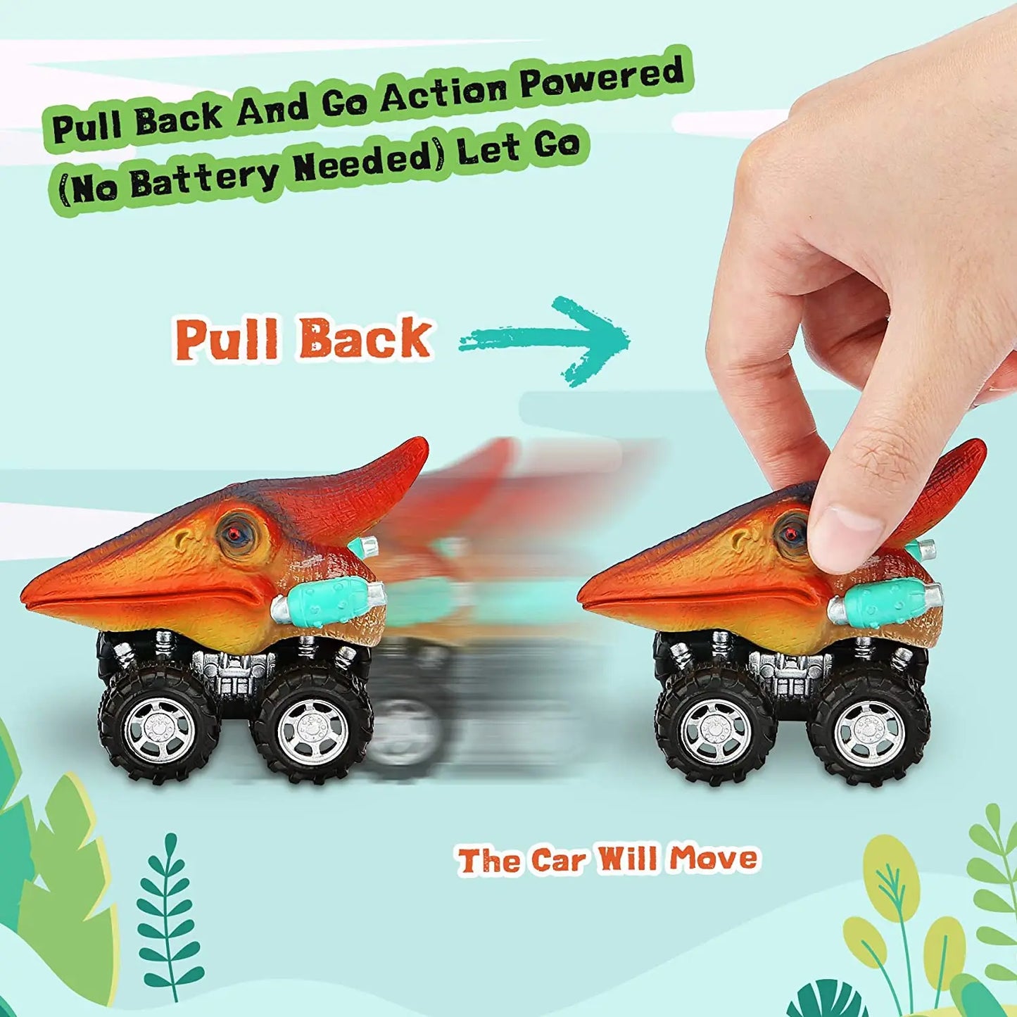 Dinosaur Toys Pull Back Cars Mini Monster Truck