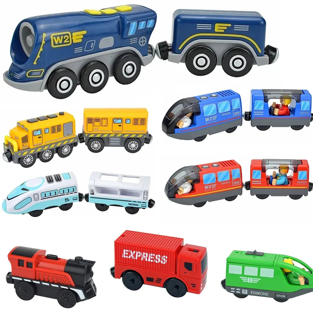 Wooden Locomotive Magnetic Electric Car Train Toys