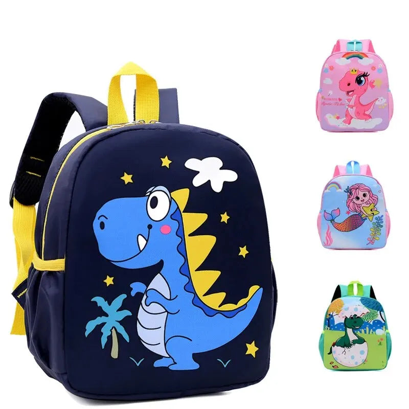 Cartoon Cute Dinosaur Printed School Bags Trendy Waterproof