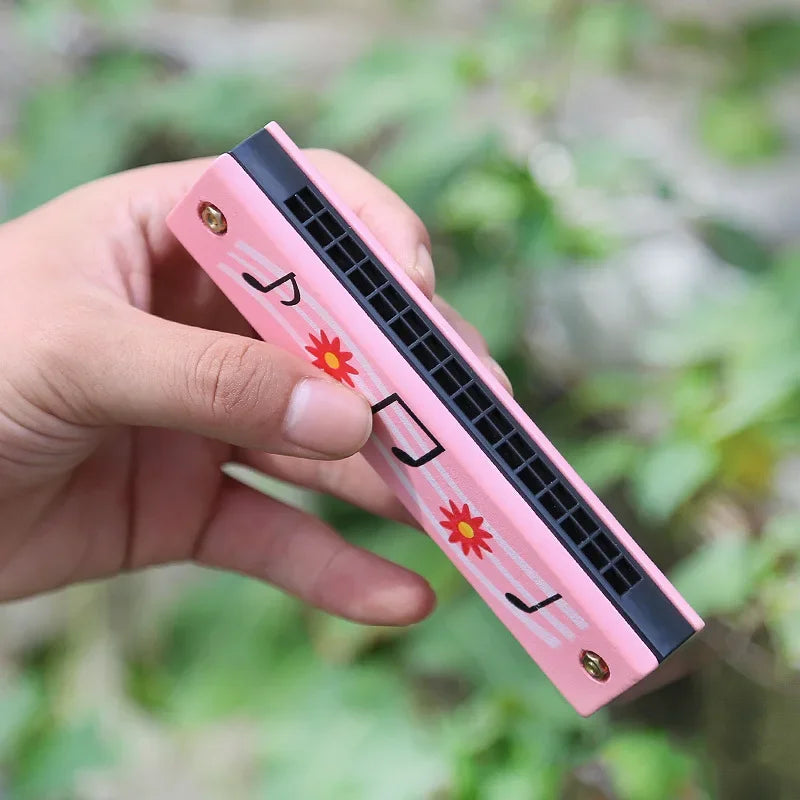 Wooden Harmonica Cartoon Animals Painted with 16 Holes