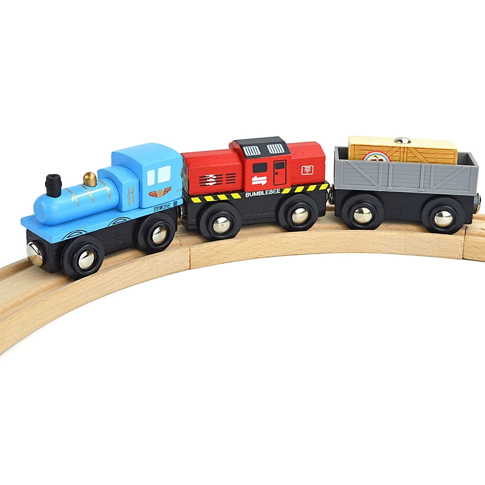 Wooden Magnetic Train Car Locomotive Toy Wood Railway