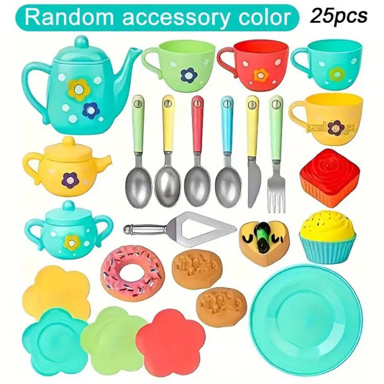 Tea Set For Little Girls, Tea Party Set, Tea Set Including Kettle, Cookies, Kids Play Food