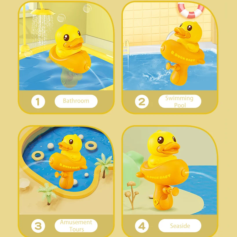 Cute Little Yellow Duck Pull Type Water Gun Bath