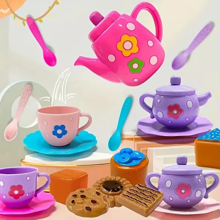 Tea Set For Little Girls, Tea Party Set, Tea Set Including Kettle, Cookies, Kids Play Food