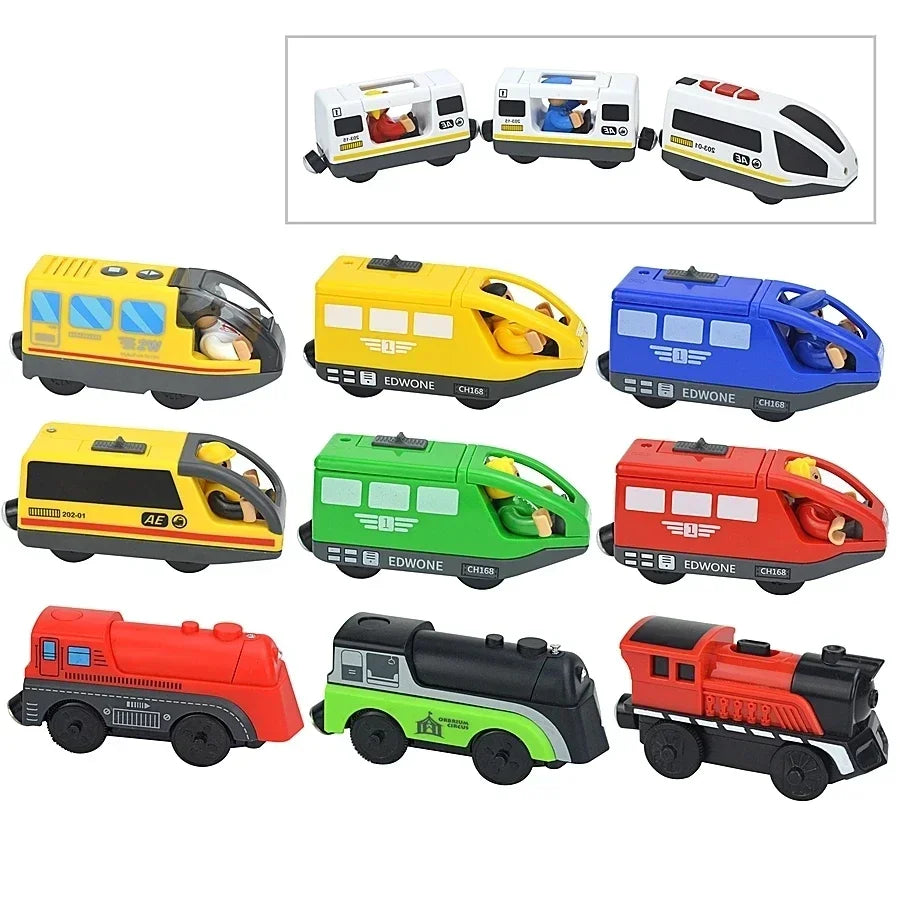 Wooden Locomotive Magnetic Electric Car Train Toys