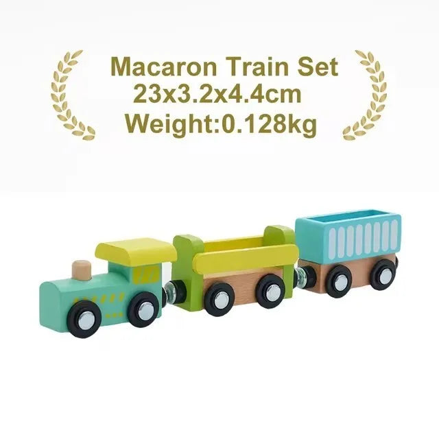 Wooden Magnetic Train Car Locomotive Ambulance Fire Truck Wood Railway Accessories