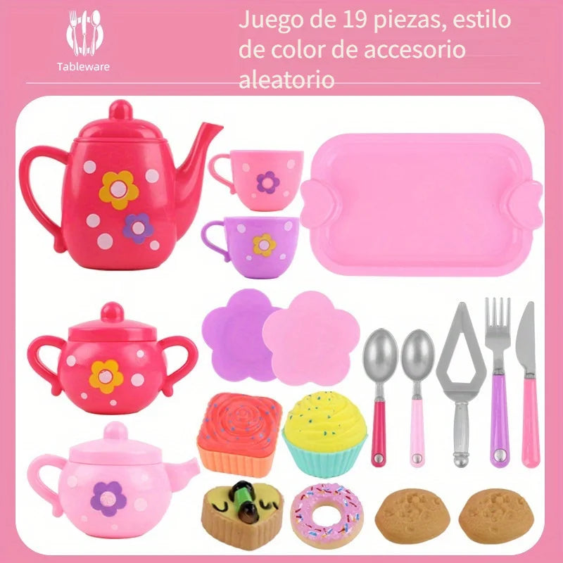 Tea Set For Little Girls, Tea Party Set, Tea Set Including Kettle, Cookies, Kids Play Food