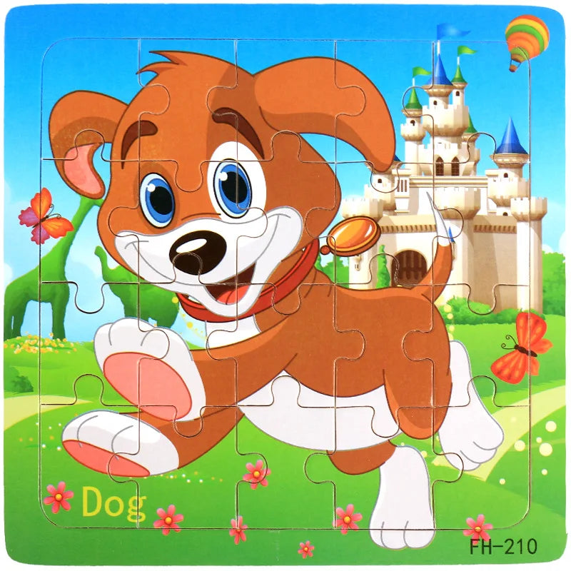 Wooden 3d Puzzle Cartoon Animal Vehicle Jigsaw