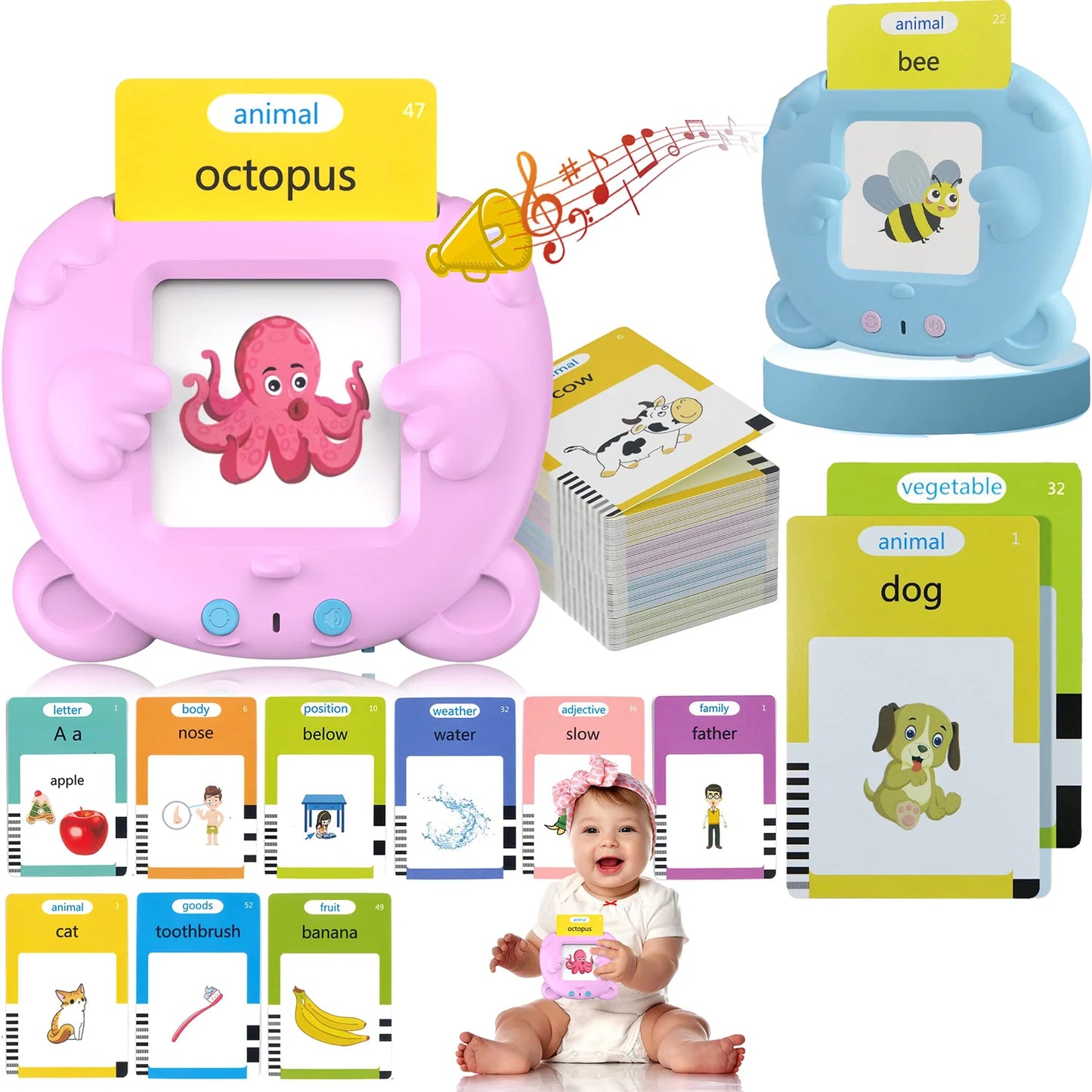 Early education card machine, children's puzzle flash card, English card insertion machine, audio learning