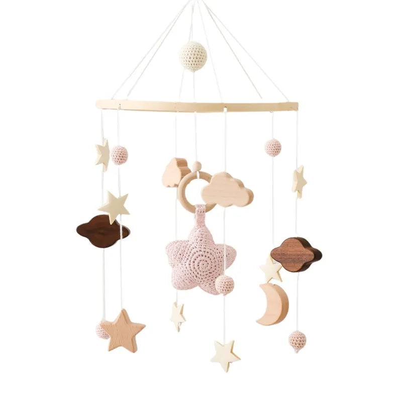 Baby Crib Mobile Bed Bell Hanging Soft Felt Cartoon Pink Bear