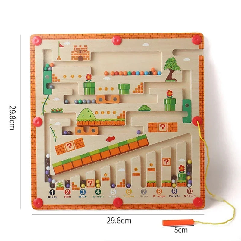 Wooden Magnetic Color and Number Maze