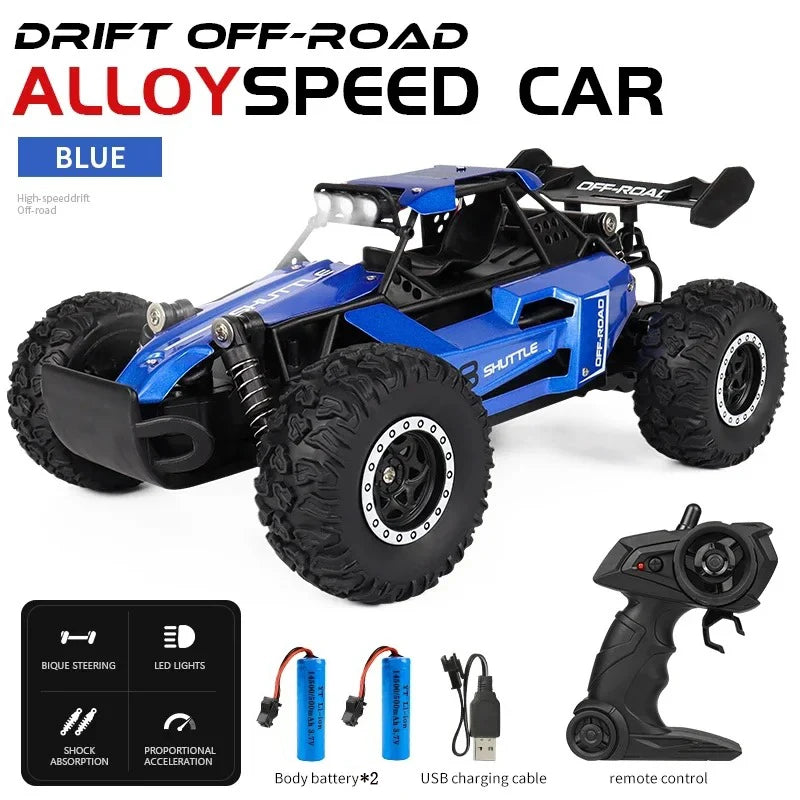 New RC Car 1:16 2WD with LED Light 2.4G 20KM/H High Speed Off-Road Climbing Remote Control