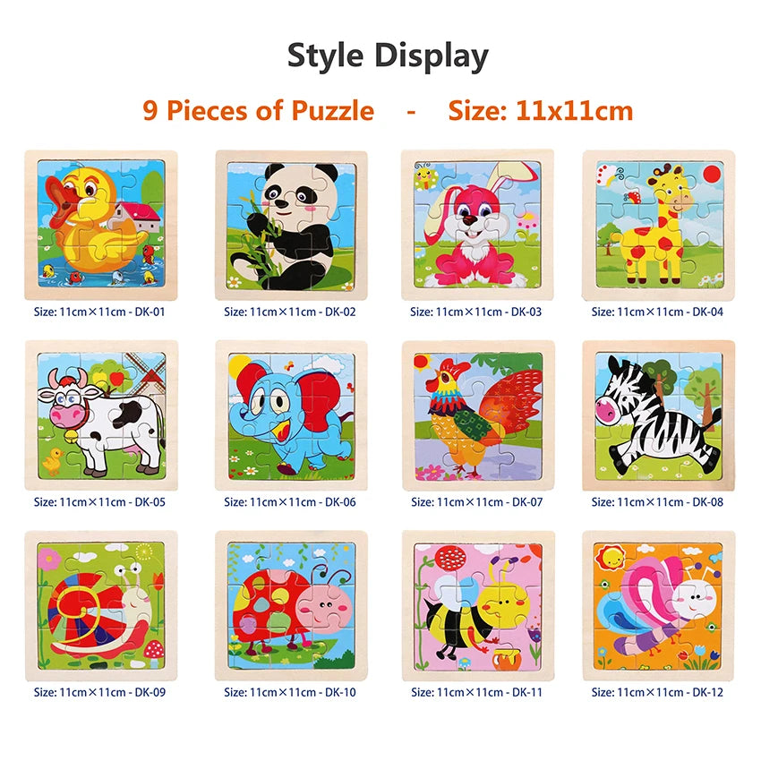 Kids Wooden Jigsaw Puzzle Games Cartoon